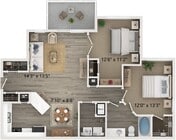 Two Bedroom One Bath Floor Plan