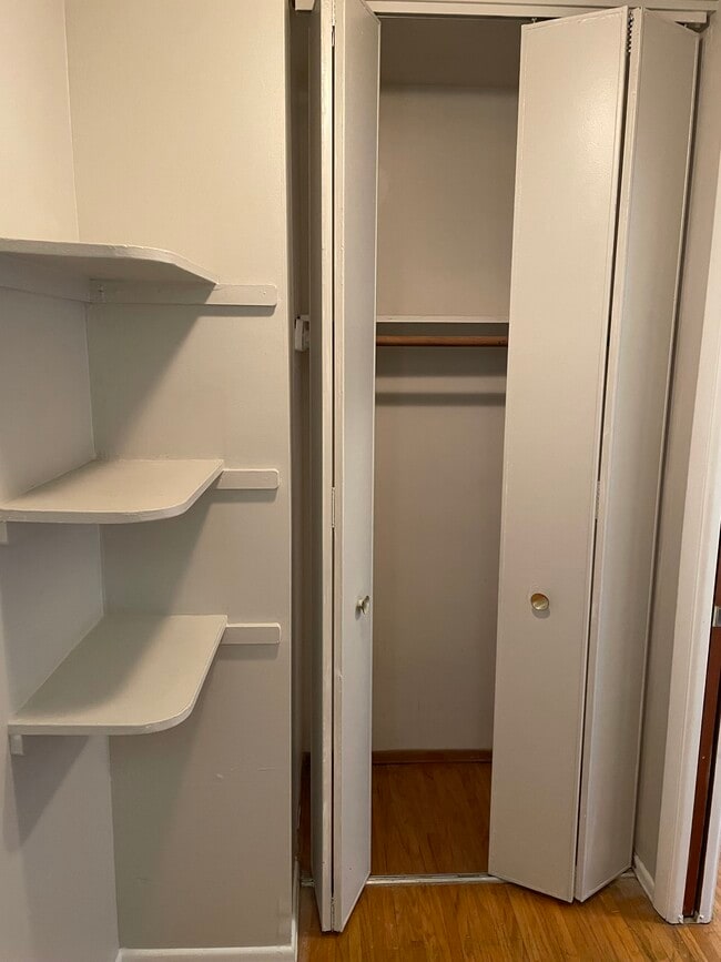 Hall closet and shelving