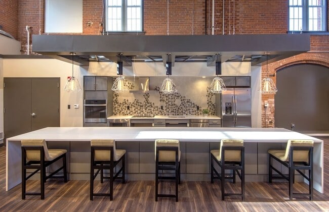 Community Room Full Kitchen With Large Island With Seating For 5. - Sterling Lofts, A 55+ Community