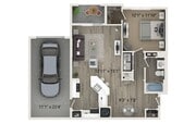 One bedroom one bath floor plan