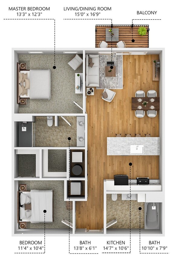 Floor Plan - B2 - Income Restricted 