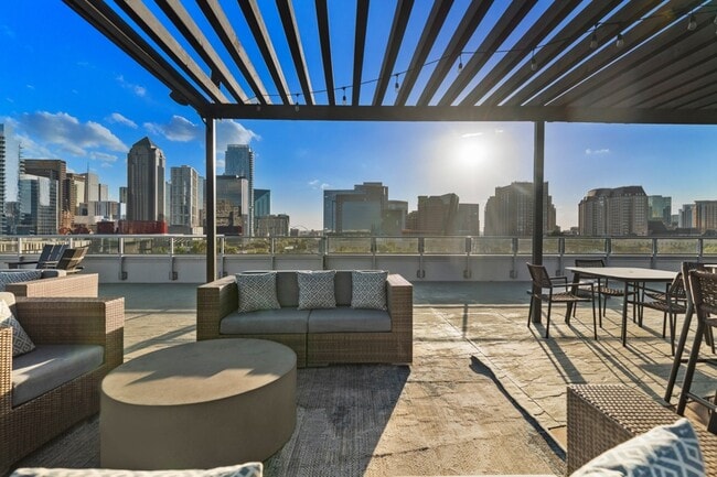 The rooftop terrace provides ample seating areas and BBQ grills