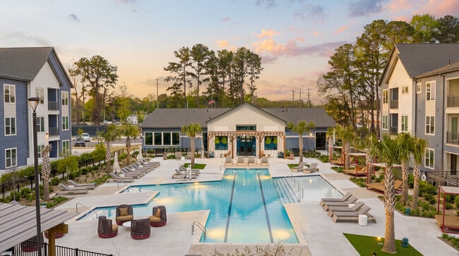Resort-style swimming pool and sun deck