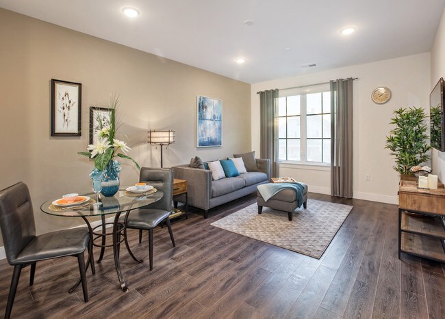 Our apartments have hardwood flooring throughout, recessed lighting with dimmers, and window shades - Waldwick Station