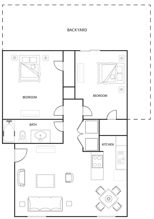 2BR/1BA with Yard