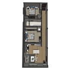 Benz: 2 Bedroom x 1 Bath Apartment Floorplan at Depot Square Flats, Batesville, Indiana 47006