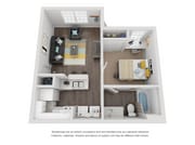 Explore the efficient design of this contemporary 1-bedroom apartment, perfect for stylish urban living.