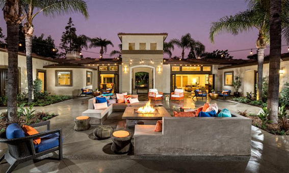 Twilight Outdoor Seating - Avila at Rancho Santa Margarita Apartments