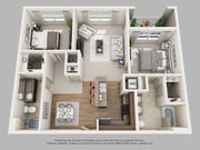 B1 2 Bedroom 2 Bath 1132sf