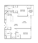 2 BR x 2 BA - B | 2-Bedroom Floorplan