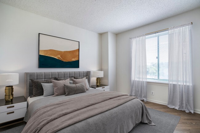 Renovated Package II bedroom with hard surface flooring