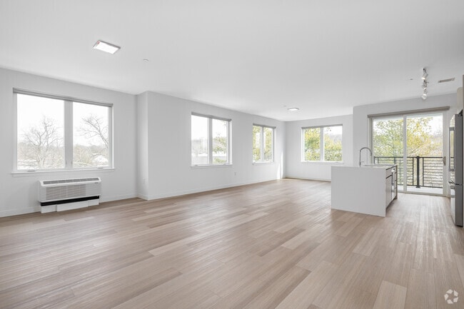 3BR, 3BA - 2,360SF - Living Room, Dining Area and Kitchen - Wilton Center Lofts