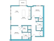 Two Bedroom Two Bath (982 SF)