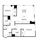 Serenity - B17 - 2 Beds - 2 Baths - 876 Sq. ft.