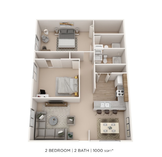 Floor Plan - Two Bed Two Bath - Essential