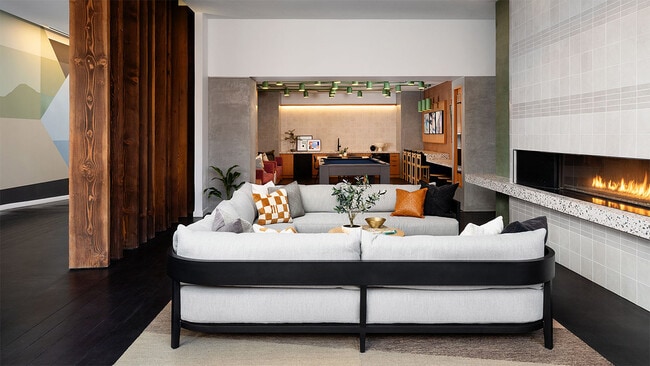Apartment community resident lounge at Griffis East Village in San Diego, California.