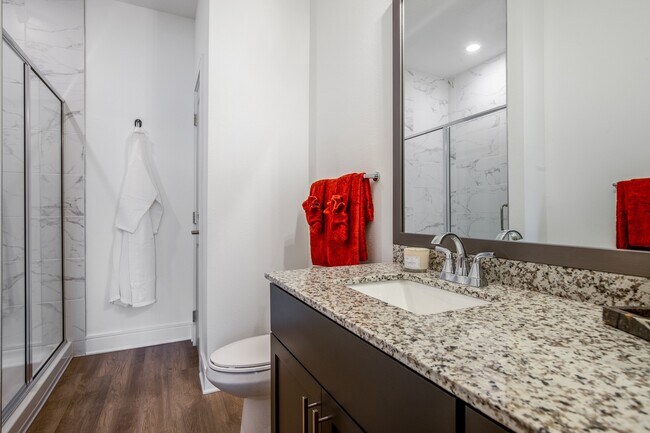Large Bathroom with Walk in Shower - Cyan Mallard Creek Apartments