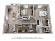 2 Bedroom 2 Bath Floor Plan