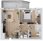 Zeal 2 - 506 square foot one bedroom, one bath apartment