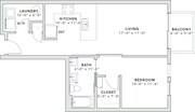 708 square foot one bedroom, one bath apartment home