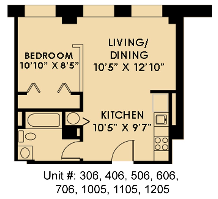 Floor Plan - Barringer: 1 Bedroom