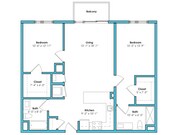 Two Bedroom Two Bath (1041 SF)