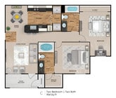 Plano de planta C - 954 ft²
