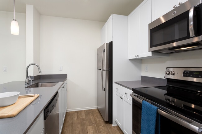 Renovated Kitchen with Quartz Countertops New Cabinetry Hard Surface Flooring and Stainless Steel Appliances