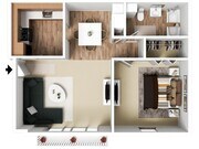 One Bedroom, Upper, 800 sqft, Balcony