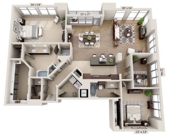Ashton South End - B2.5D - 2.5 Beds - 2.5 Baths - 2082 Sq. ft. - B2.5D
