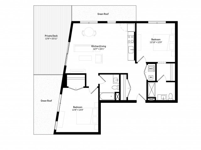 Ejemplo de penthouse de 2 dormitorios - Two Bedroom Penthouse