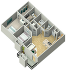 B1 (Cypress) 2x1 837 3D floor plan