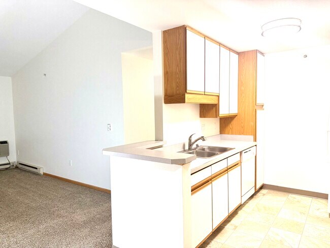 Kitchen with peninsula counter.