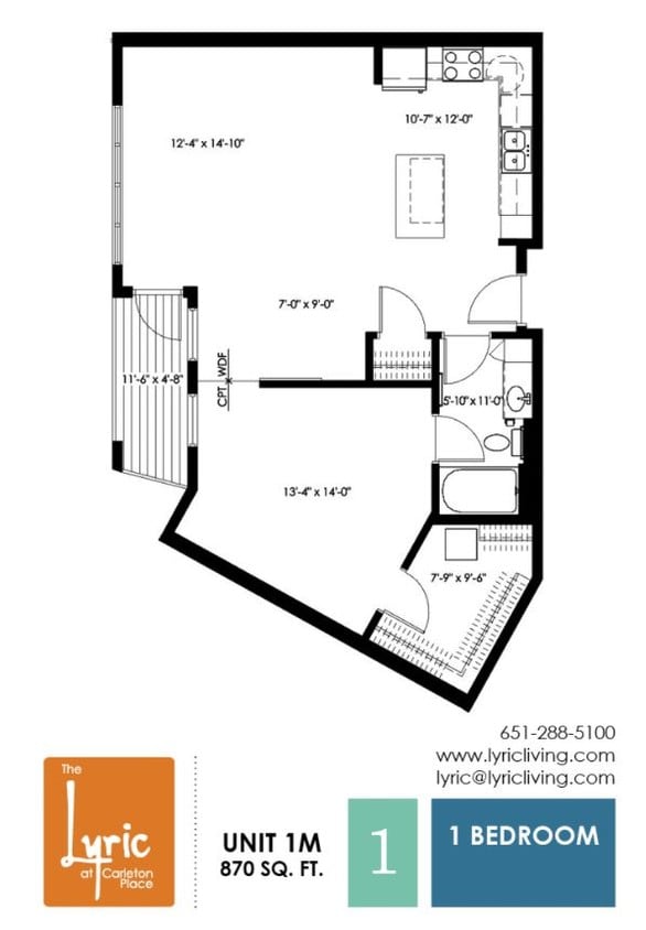 Floor Plan - 1 Bedroom M