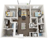 2 Bed / 2 Bath | 1,046 SF