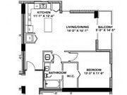 Model A1 | 1 Bedroom, 1 Bath