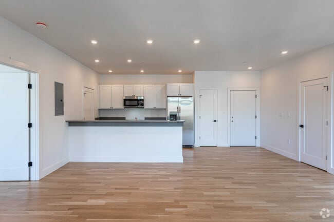 Unit 401 kitchen and living area.
