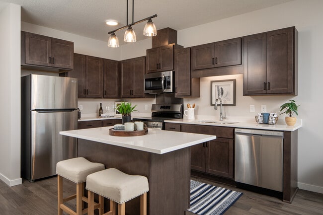 Model Kitchen with Island - Oakdale Commons 55+ Apartments