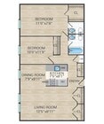 2 Bedroom, 1.5 Bath. 975 sq.ft.