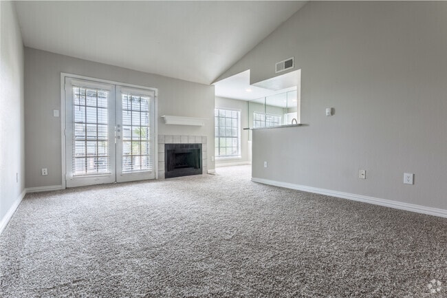 Living Room, Dining Room, and Fireplace