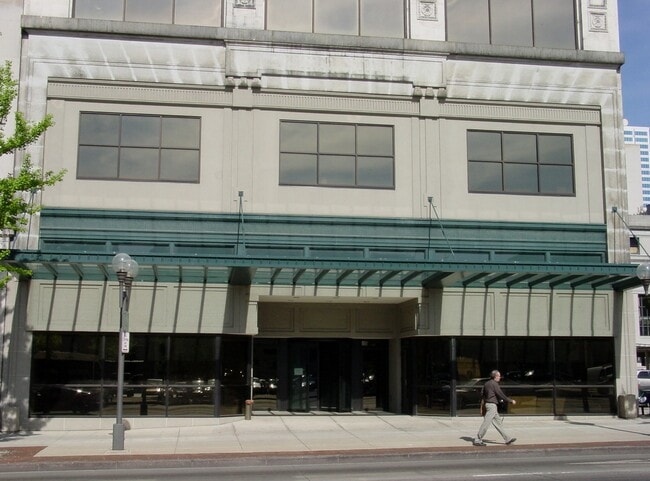 Base of west facade from North High Street - Atrium Lofts