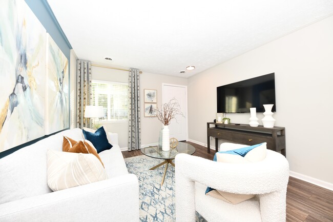 Living Room with Hardwood Style Flooring
