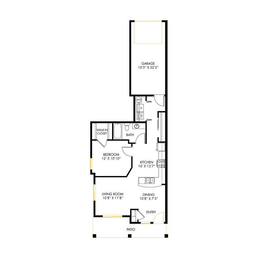 Floor Plan - North A1 1x1 with Garage 