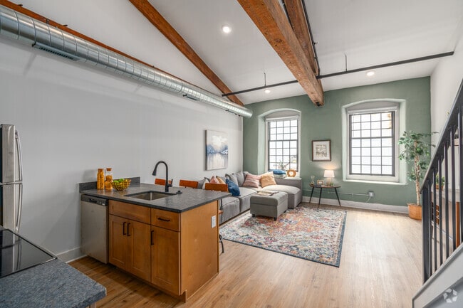 1BR, 1BA W/ Loft - 773SF - Living Room - Trent Manayunk