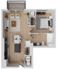 Gusto 2 - 676 square foot one bedroom, one bath apartment