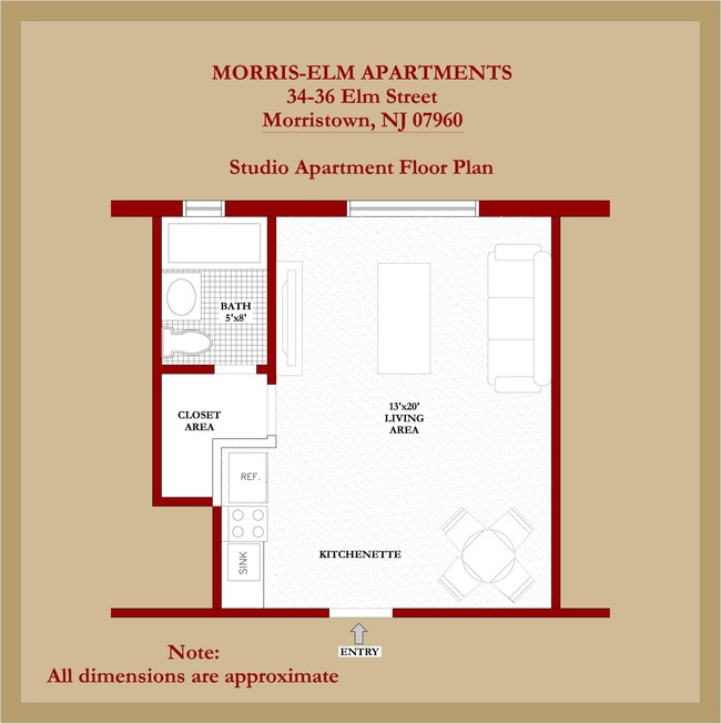 Floor Plan - Studio - Morris-Elm Apartments