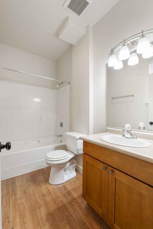 Studio bathroom with shower/tub combo!