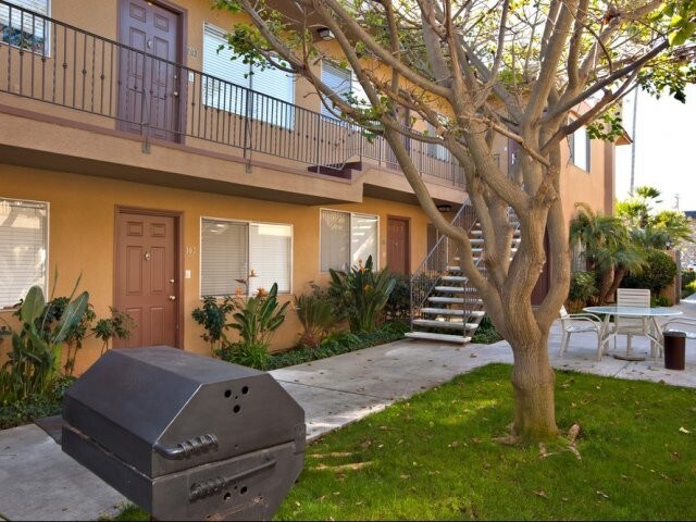 Community Charcoal grill in Courtyard