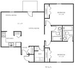 2BR/2BA 965 sq ft