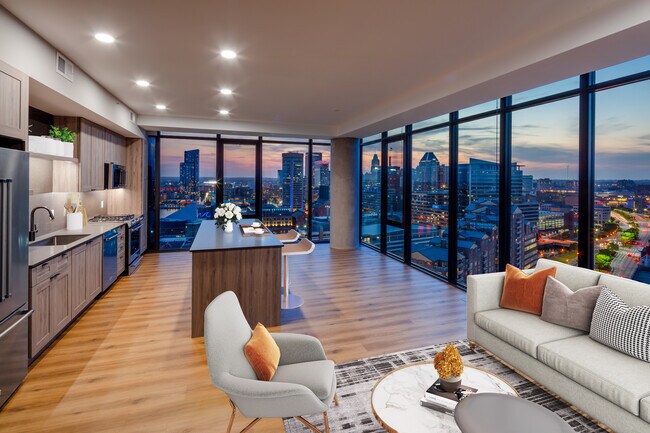 Colección exclusiva del nivel Penthouse apartamentos de estar y área de comedor con pisos de superficie dura en toda la propiedad - Avalon 555 President